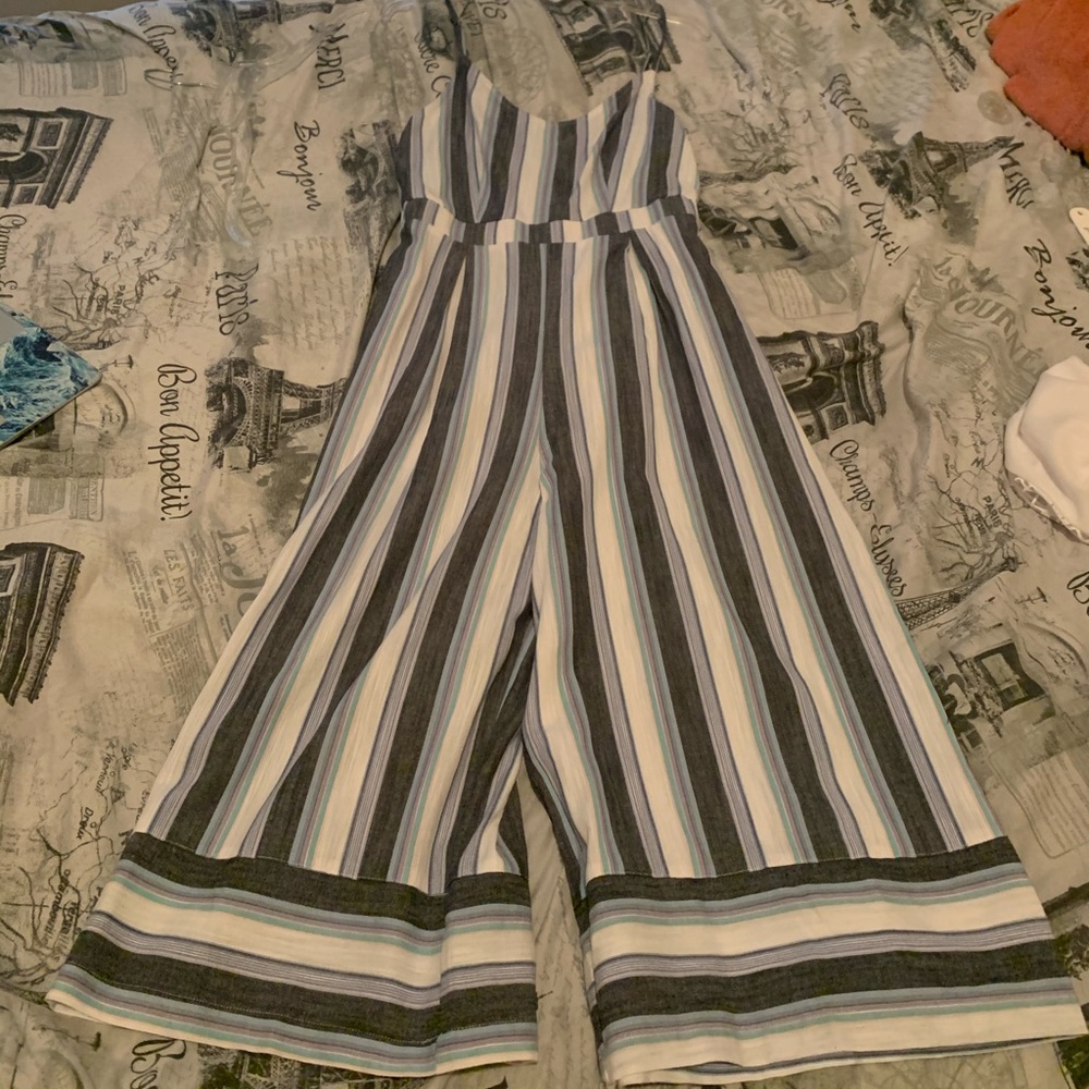 Blue and White Plaid Romper